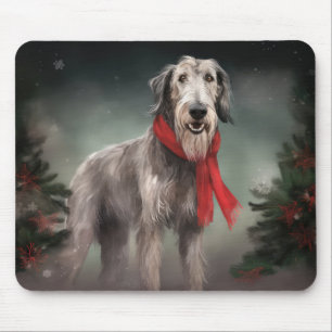 Tapis De Souris Chien de Wolfhound à Noël de neige