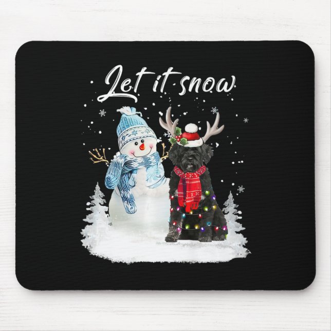 Tapis De Souris Chien d'eau portugais Père Noël Chien Noël Snowman (Devant)