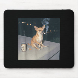 Tapis De Souris Chien drôle fumant chihuahua mème cigarette bière
