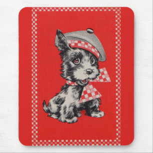 Tapis De Souris Chien écossais des années 1950 en rouge