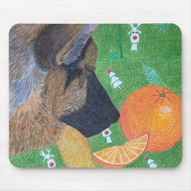 Tapis de souris chien et orange (Devant)