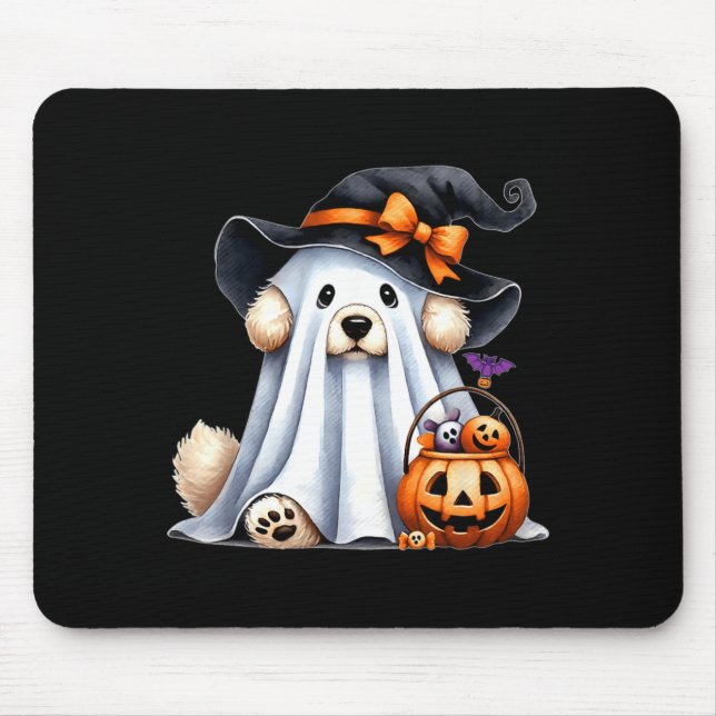 Tapis De Souris Chien fantôme d'Halloween (Devant)
