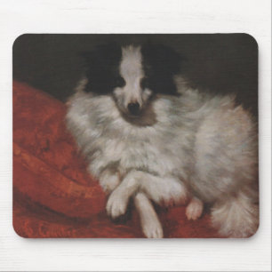 Tapis De Souris Chien farci assis sur un coussin (Courbet de Gusta