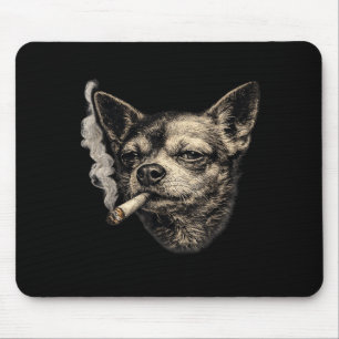 Tapis De Souris Chien fumant cigarette drôle chihuahua mème drôle 