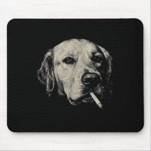 Tapis De Souris Chien fumant cigarette drôle mème golden retriever