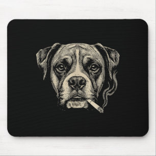 Tapis De Souris Chien fumant une cigarette Boxer drôle Mème