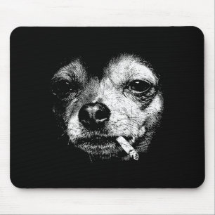 Tapis De Souris Chien fumant une cigarette Chihuahua drôle Mème Vi