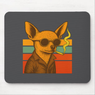 Tapis De Souris Chien fumant une cigarette Chihuahua drôle Premium