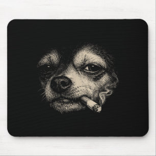 Tapis De Souris Chien fumant une cigarette mème drôle de chihuahua