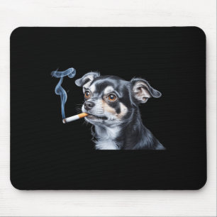 Tapis De Souris Chien fumant une cigarette mème drôle de chihuahua