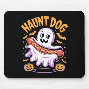 Tapis De Souris Chien Hanté Drôle Fantôme Hotdog Halloween