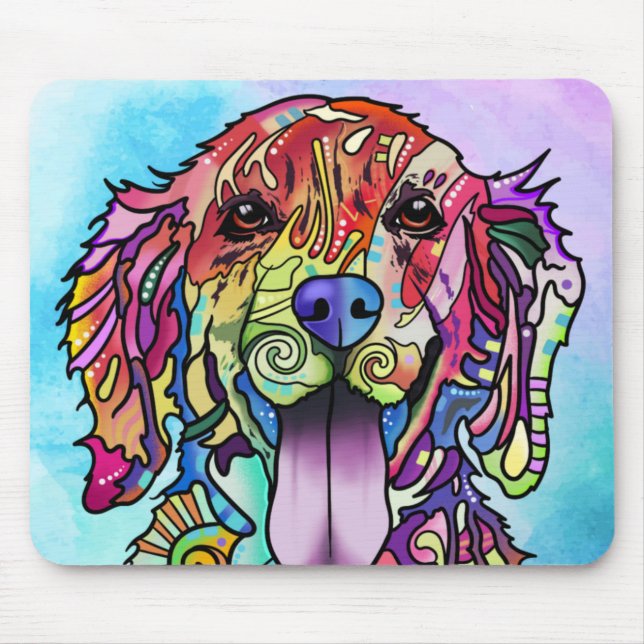 Tapis De Souris Chien heureux de couleur (Devant)