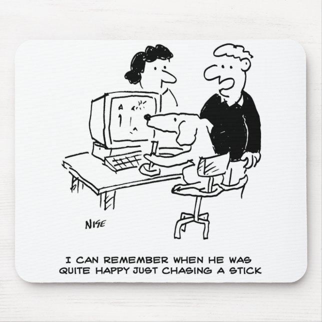 Tapis De Souris Chien joue sur un ordinateur (Devant)