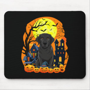 Tapis De Souris Chien Labrador Noir Avec Citrouilles Drôle Épouvan