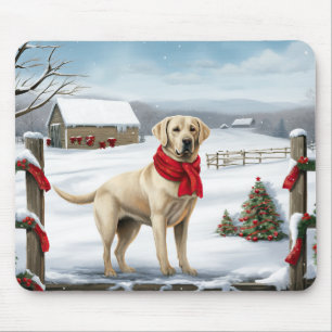 Tapis De Souris Chien Labrador Retriever dans la neige de Noël