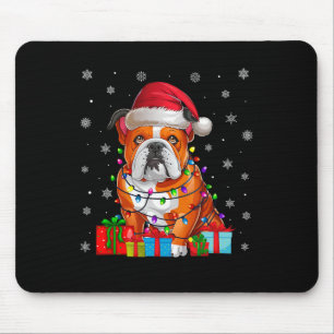 Tapis De Souris Chien laid Noël éclaire Santa Hat American Bulldog