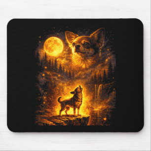 Tapis De Souris Chien lune vintage drôle de chihuahua hurlant à