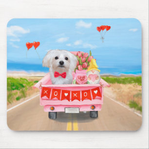 Tapis De Souris Chien maltais Saint Valentin Camion