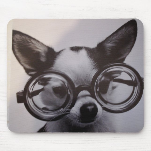 Tapis De Souris Chien mignon avec des verres (Devant)