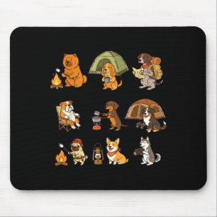 Tapis De Souris Chien mignon aventure de camping dessin animé exté