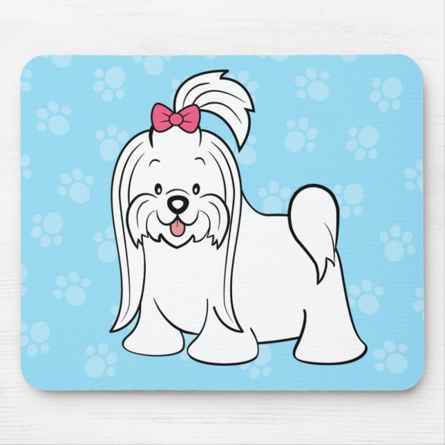 Tapis De Souris Chien mignon Mousepad maltais de bande dessinée (Devant)