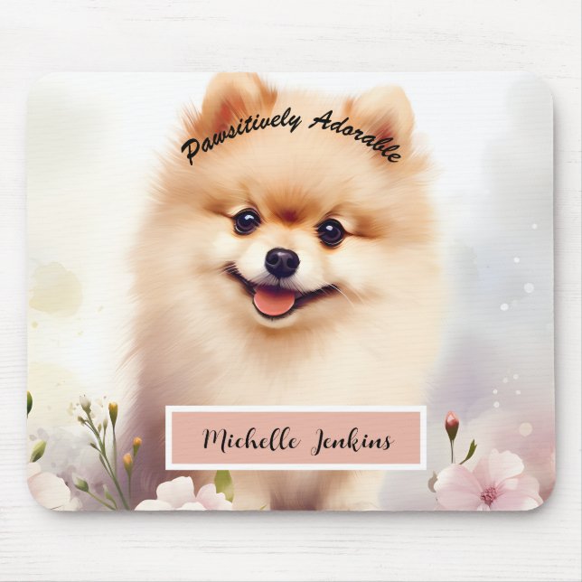 Tapis De Souris Chien mignon, Poméranien (Devant)