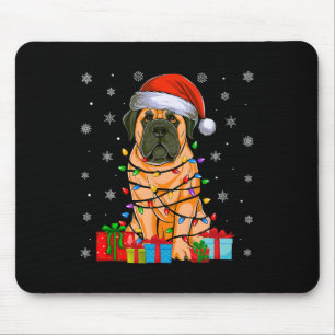 Tapis De Souris Chien Moche Noël Éclairage Santa Hat Français Mast