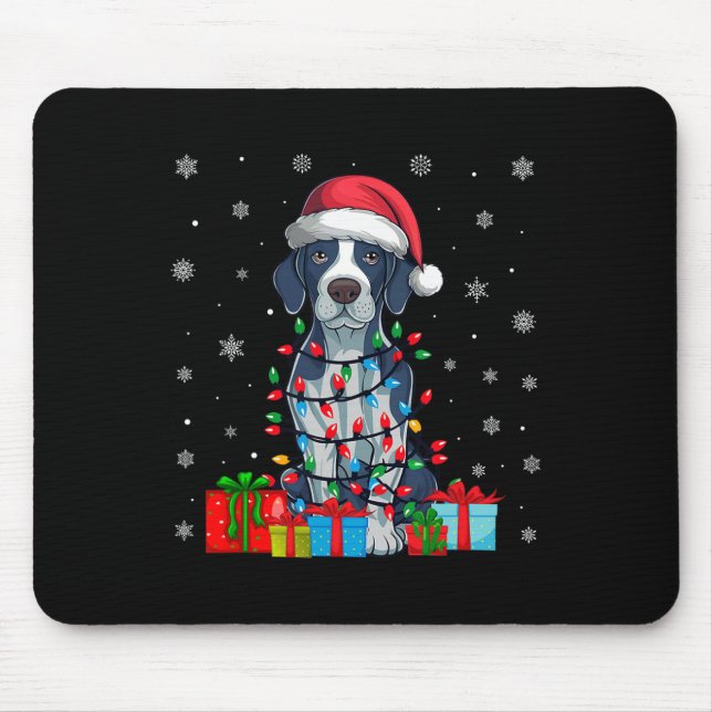 Tapis De Souris Chien Moche Noël Éclairage Santa Hat Pointeur Angl (Devant)