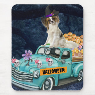 Tapis De Souris Chien Papillon Halloween Camion Nuit Effrayante 