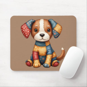Tapis De Souris Chien Patchwork Fantaisiste Art Populaire Cottagec