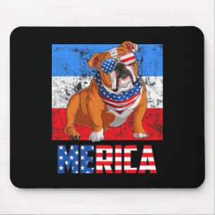 Tapis De Souris Chien Patriotique US 4 juillet Drapeau Américain M