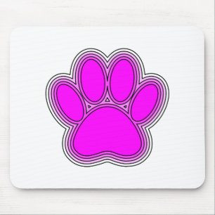 Tapis De Souris Chien Paw En Rose Avec Des Contours
