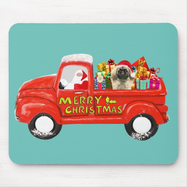 Tapis De Souris Chien pekingese dans la livraison de Noël Camion (Devant)