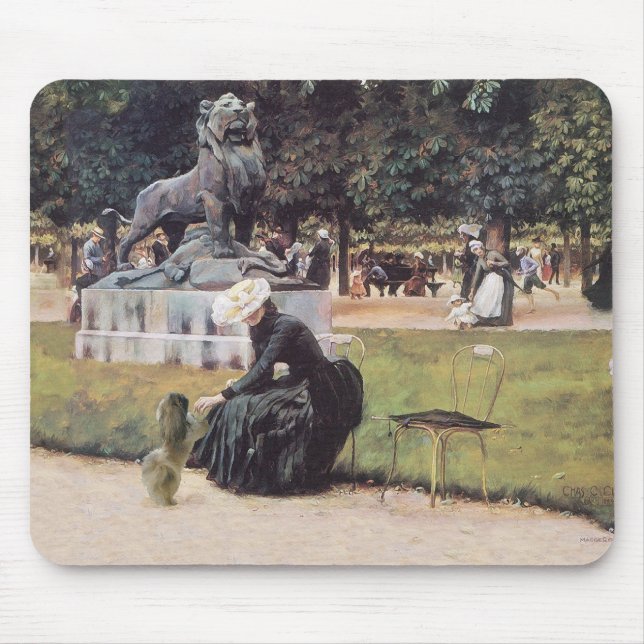 Tapis De Souris Chien Pékinois dans le Parc (Devant)