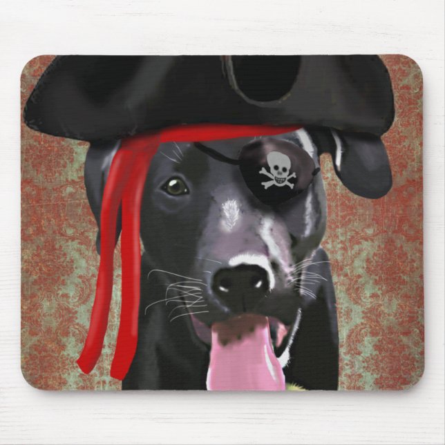 Tapis De Souris Chien pirate du Labrador noir (Devant)