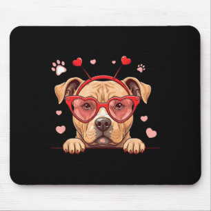 Tapis De Souris Chien Pitbull Drôle Tête de Coeur Saint Valentin F
