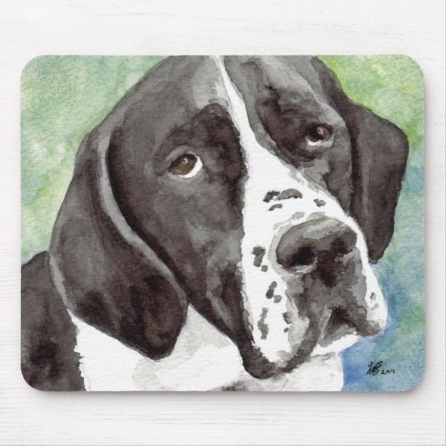 Tapis De Souris Chien Pointer noir et blanc (Devant)