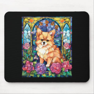 Tapis De Souris Chien Pom-Chi de style vitrail Hommes Femmes Enfan