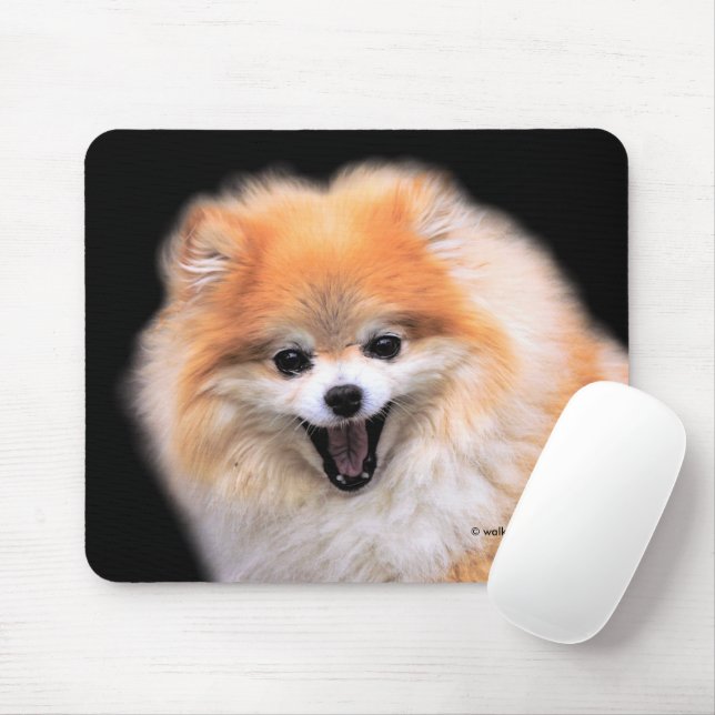 Tapis De Souris Chien Poméranien mignon riant (Avec souris)
