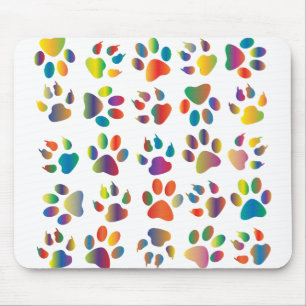 Tapis De Souris Chien Prismatic Colorful Empreintes de pattes d'an