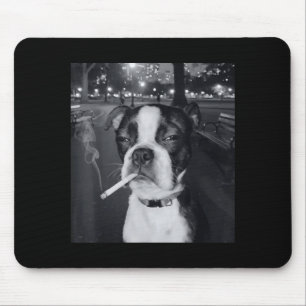 Tapis De Souris Chien qui fume drôle Mème Cigarette Mème de chien