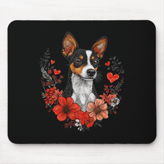 Tapis De Souris Chien Rat Terrier de la Saint-Valentin  (Devant)
