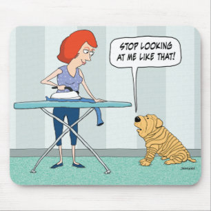 Tapis De Souris Chien ridé drôle de Shar-Pei méfiant du fer