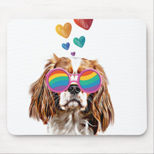 Tapis De Souris Chien roi Cavalier avec coeur Saint Valentin