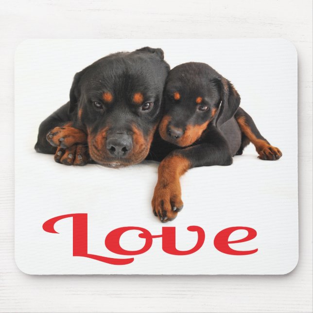 Tapis de souris Chien Rottweiler Blanc (Devant)