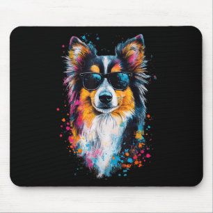 Tapis De Souris Chien Shetland coloré Chien Cheveux Visage mignon