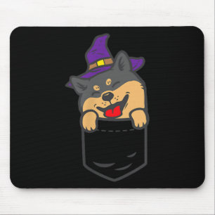 Tapis De Souris Chien Shiba Inu noir Poc Sorcière Halloween Chien