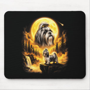 Tapis De Souris Chien Shih Tzu hurlant à la Lune Vintage 90s Rétro