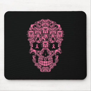 Tapis De Souris Chien Sugar Crâne rose Ruban Cancer du sein