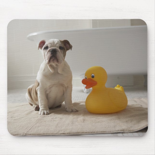 Tapis De Souris Chien sur tapis avec canard en plastique (Devant)